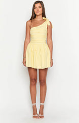 Yellow One Shoulder Mini Dress
