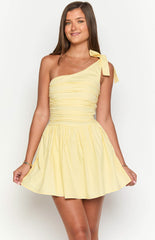 Yellow One Shoulder Mini Dress