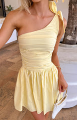 Yellow One Shoulder Mini Dress