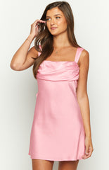 Pink Satin Mini Dress