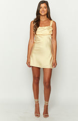 Light Yellow Satin Mini Dress