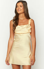 Light Yellow Satin Mini Dress