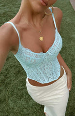 Light Blue Lace Corset Top