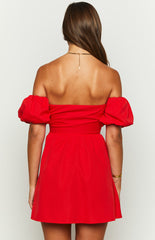Red Off The Shoulder Mini Dress
