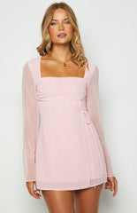 Baby Pink Long Sleeve Mini Dress