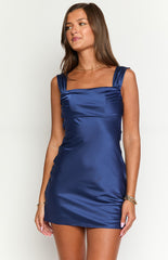 Navy Satin Mini Dress