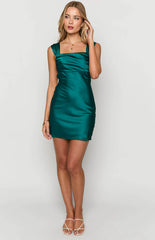 Macayle Emerald Satin Mini Dress