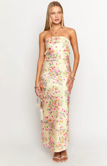 Light Yellow Floral Maxi Dress
