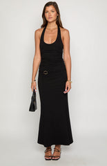 Black Scoop Neck Maxi Dress
