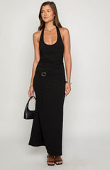Black Scoop Neck Maxi Dress
