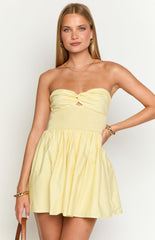 Butter Yellow Bandeau Mini Dress