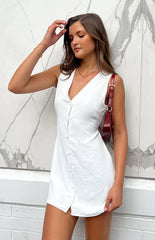 White Button Up Mini Dress