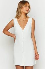 White Button Up Mini Dress