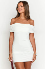 White Off The Shoulder Mini Dress