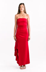 Red Strapless Formal Maxi Dress