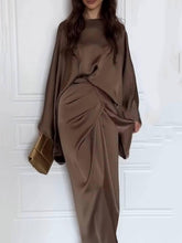 Satin Batwing Sleeve Maxi Dress