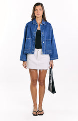 Blue Denim Contrast Stitch Denim Jacket