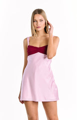 Pink Contrast Party Mini Dress