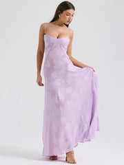 Chic Floral Textured Slip Maxi Dress