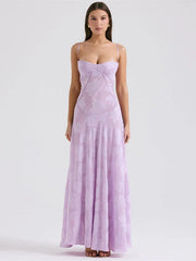 Chic Floral Textured Slip Maxi Dress