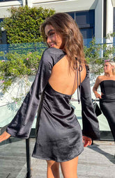 Black Long Sleeves Mini Dress