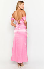 Pink Off Shoulder Maxi Dress