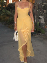 Elegant Ruffled Front Ball Gown Dress