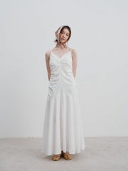 Casual Pleated Waist Sleeveless Maxi Dress