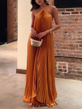 Orange Halter Backless Maxi Dress