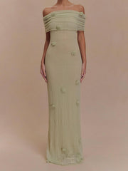 Mint Green Knit Off Shoulder Maxi Dress