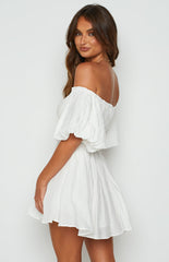 White Puff Sleeve Mini Dress