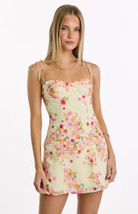 Yellow Floral Bloom Mini Dress
