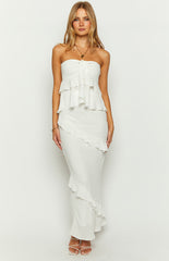 Raleigh White Ruffle Maxi Skirt