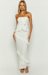 White Ruffle Strapless Top