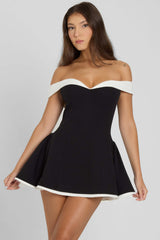 Black Off the Shoulder Mini Dress