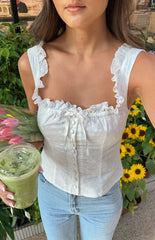 White Frilled Tank Top