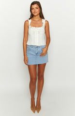 White Frilled Tank Top
