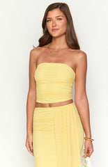 Yellow Strapless Crop Top