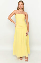 Yellow Strapless Maxi Dress