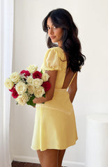 Baby Yellow V Neck Mini Dress