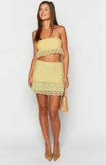 Yellow Lace Frill Mini Skirt