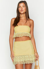 Yellow Lace Frill Mini Skirt