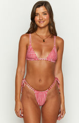 Red Gingham Triangle Bikini Sets