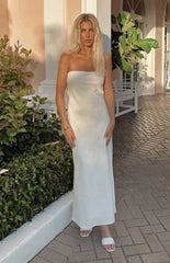 White Bandeau Midi Dress