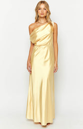 Yellow Formal Satin Maxi Dress