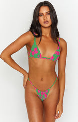 Green Floral Triangle Bikini Sets