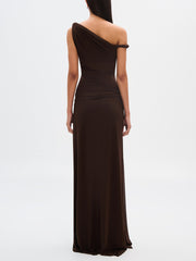 Brown One Shoulder Maxi Dress