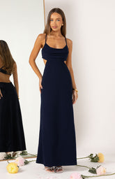 Navy Slip Formal Maxi Dress