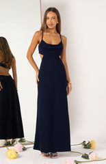 Navy Slip Formal Maxi Dress