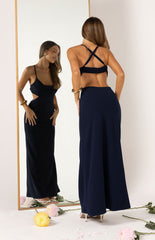 Navy Slip Formal Maxi Dress